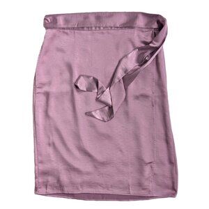Wildfang Mauve Empower Satin Wrap Skirt Sz L